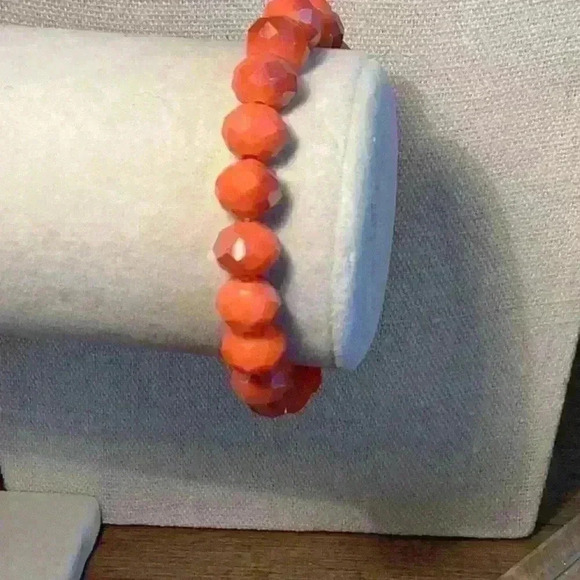 Vintage AB Crystal Orange Stretch Bracelet - Picture 3 of 6